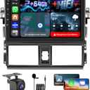 [Upgrade] Android 13 Car Radio for Toyota Yaris Vios 2013 2014 2015 2016, 10.1'' Touch Screen Bluetooth Radio with Wireless Carplay/Android Auto/GPS/Mirror Link/Bluetooth/HiFi/WiFi/2+64G