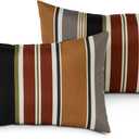 Greendale Home Fashions Outdoor 19x12 inch Rectangle Decorative Throw Pillow, 2-Pack, Espresso Stripe 2 Count