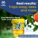 Solar Wasp Traps Outdoor Hanging 3 Pack Reusable Catcher with LED Light for Yellow Jackets Hornets Bees Flies Patio Porch Garden Backyard