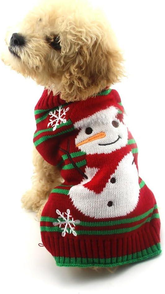 NACOCO Dog Snow Sweaters - Xmas, Holiday & New Year Sweaters for Small Dog and Cat (Snowman, L) 