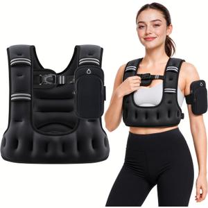 ZELUS Weighted Vest for Women & Men, U-Shaped Running Vest with Arm Pocket, 20LB