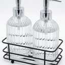 Kitchen Soap Dispenser Set, Hand and Dish Soap Dispenser with Tray, 2-Pack Thick Glass Dish Dispenser for Kitchen & Bathroom, Soap and Lotion Dispenser Set Kit with Pump