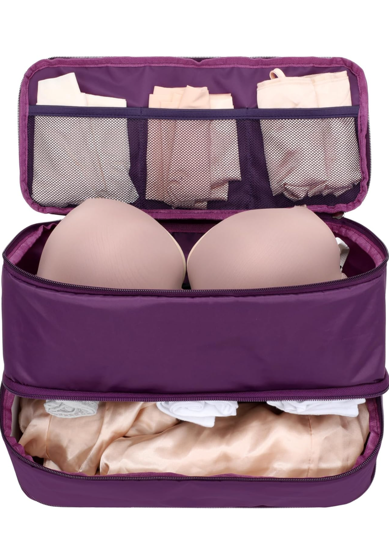Cambond Travel Underwear Organizer Bag - Lightweight Bra Organizer, Portable Expandable Compression Packing Cubes, Underwear Storage Bag for Women
