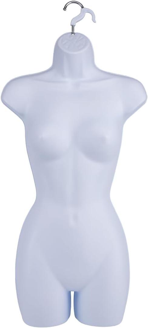 SSWBasics Female Mannequin Torso - Fits Womens Sizes 5-10 - Molded, Shatterproof & White