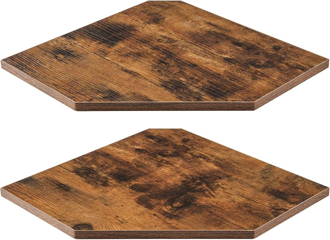 Corner Shelves 2-Pack for Bathroom & Kitchen, Space-Saving Floating Corner Wall Shelf with Easy Installation- Brown (Set of 2)