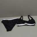 SUUKSESS Women Cutout Color Block Bikini Sets Sexy High Cut 2 Piece Bathing Suit (Medium, Black White)