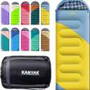 Camping Sleeping Bag, 32 Sleeping Bags for Adults Kids Teens Cold Weather Warm Sleeping Bag Winter for 3-4 Season Camping, Camping Gear Equipment, Traveling, and Outdoors (Yellow & Blue)