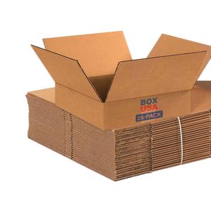 BOX USA 12 x 12 x 3 Corrugated Cardboard Boxes, Flat 12"L x 12"W x 3"H, Pack of 25 | Shipping, Packaging, Moving, Storage Box for Home or Business, Strong Wholesale Bulk Boxes