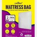 CHUPER 2 PK Twin Mattress Bags for Moving and Disposal – Waterproof Mattress Cover for Moving Twin Size Plastic Mattress Protector for Storage