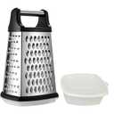 9" Box Cheese Grater With Container, Heavy Duty Cheese Graters Handheld 4-Sided Stainless Steel, Food Shredder for Parmesan Cheese, Vegetables, Ginger, Potatoes