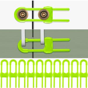 Jetec 10 Pieces Cabinet Locks for Babies, U-Shaped Proofing Drawers Safety Child Locks Adjustable, Easy to Use Childproof Latch for Knob Handle on Kitchen Door Storage Cupboard Closet (Green)