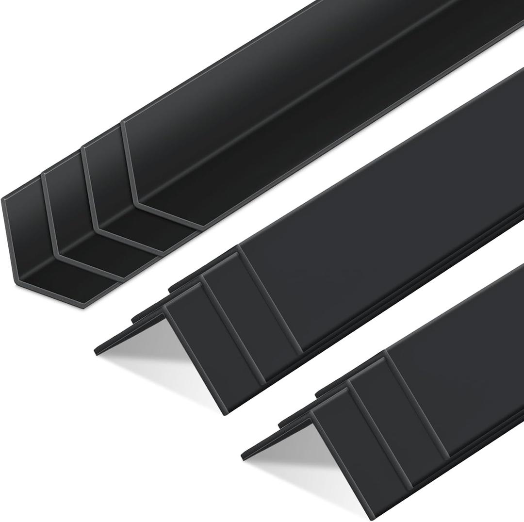 Sasylvia 10 Pcs Wall Corner Protector Guards, Vinyl 1 x 48 Inch, Black Corner Trim Molding, Avoid Scratching Scuffs, Ease Install and Cleaning for Door Countertop Furniture Cabinet Protection