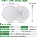 4PK 9 Inch LED Flush Mount Ceiling Light, 18W, 1860LM, 3000K/4000K/6000K CCT Selectable, Round Flat Panel Low Profile Ceiling Light Fitures for Hallway, Kitchen, Bedroom, Laundry Room