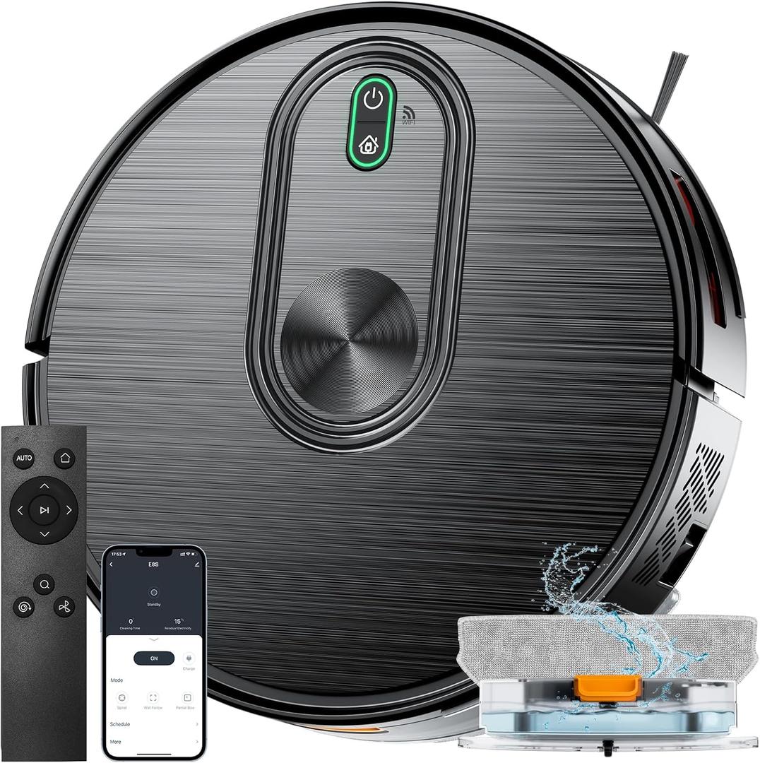 XIEBro Robot Vacuum and Mop Combo, 6500Pa Strong Suction, 2 in 1 Robotic Vacuum with Gyro Inertial Navigation, 200 Min Runtime, App/Wi-Fi/Voice Control, Slim, for Pet Hair, Hard Floor, Carpet
