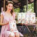 16 Pcs Floral Fairy Favor Bags with Handles Bags Floral Fairy Party Bags Paper Fairy Goodie for Party Decoration Supplies (flower-16, 16)
