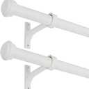 2 Pack Curtain Rods 72 to 144 Inches,1 Inch Curtain rods for Windows, Hanging Curtain Rod & Wall Mount with Brackets Heavy Duty Rod,End Cap Single Rod, Matte White