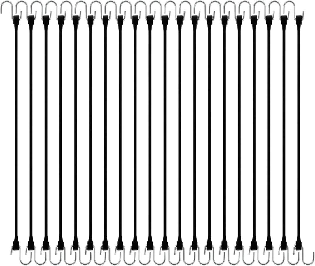 HOXWELL 21" Rubber Bungee Cords with Hooks, 100% EPDM Bungee Cord with 150% Max Stretch, Heavy Duty Bungee Straps for Securing Tarps, Canvases, Cargo, Motorcycle, Weatherproof, Pack of 20