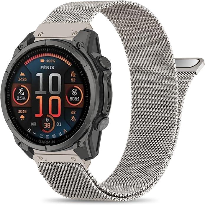 22mm Milanese Loop Compatible with Garmin Fenix 847mm/E47mm/7/7pro/6/6pro/5/5plus, Quick Fit Mesh Metal Strap for Forerunner 970/965/955/945/935/745/Tactix 847mm/Epix Pro 47mm/Instinct 2
