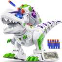 Ruko 8809 Dinosaur Toys for Kids, Large Rechargeable Remote Control T-Rex Toys, with Programmable, Walking, Roaring, LED Eyes and Shooting, Interactive Gifts for Boys & Girls Age 3 4 5 6 7 8, Green