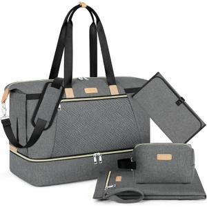 ITIEZY Diaper Bag Tote for Baby - Large Mommy Bag with Portable Changing Pad Pacifier Case, Hospital Bags Travel Baby Bag (B2-dark Gray-6pcs), Size: Large