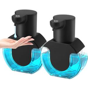 2 Pack Automatic Soap Dispenser Touchless,14.2oz/420ML Auto Liquid Soap Dispenser,Rechargeabled Wall Mounted Smart Pump for Bathroom Kitchen (Black)