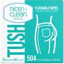 Nice 'N Clean Adult Flushable Wipes (12 x 42 Count) | Personal Cleansing Wipes Made from Plant-Based Fibers | Infused with Aloe & Vitamin E