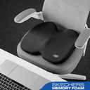 Skechers Seat Cushion, Ergonomic Memory Foam Cushion for Long Sitting Hours on Office & Home Chair, Car Seat Cushion for Sciatica, Coccyx Cushion,Black