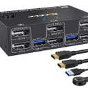 KCEVE KVM Switch 2 Monitors 2 Computers Displayport, USB 3.0 KVM Switch Dual Monitor for 2 Computer Share 4 USB 3.0 Devices, 4K@144Hz, Wired Remote(4K DP 2 in 2 Out KVM)