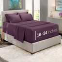 Hearth & Harbor Extra Deep Pocket Queen Sheets Sets - Fits Mattress 18-24 Inches Deep - Extra Deep Pocket Sheets - 6 Piece Queen Size - Eggplant