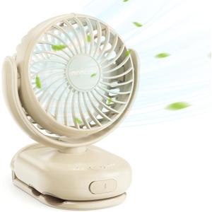 Momcozy Portable Stroller Fan with Clip | 4-Speed Mini-Fan for Carrier | Personal Fans Ultra Light 0.26lb | Gaps 4.5mm | Handheld Cooling | Rechargeable Rotate for Diaper Backpack/Table/Chair