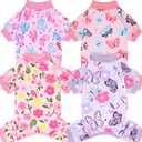 XPUDAC 4 Pack Dog Pajamas Soft Strechy Summer Dog Pjs Puppy Clothes for Small Medium Dogs Boy Girl Cat Pet Outfits, Small (Small(Chest-14" Back-10" Neck-9.5"))