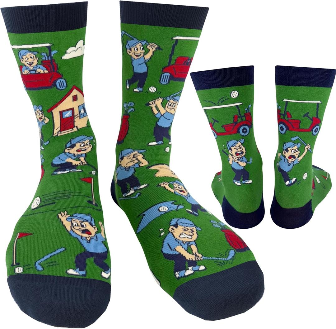 2 x I'D RATHER BE CHASING Funny Mens Socks, Golf & Pickleball Gifts for Men, Golfers Unique Crew Sock, Golfing Gift Accessories