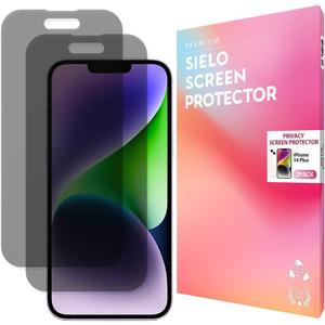 SIELO 2PACK Privacy Screen Protector for iPhone 14 Plus, Anti-Scratch, Anti-Fingerprint, Anti-Shatter, Touch Sensitive, PET Film, Blue Light Block, Easy Install, 9H Hardness
