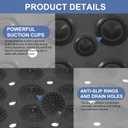 PATIKIL 27.95 x 14.17 Non-Slip Shower Mat, PET Bathtub Floor Mat with Suction Cups & Drain Holes for Shower Stall Bathroom Bathtub, Black