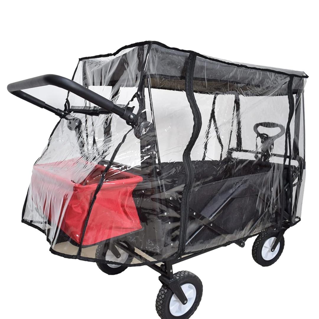Rain Cover for Wagon Clear Plastic Awning for Collapsible Beach Folding Utility Grocery Push Wagon Cart Garden Accessories Foldable