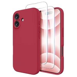 OTOFLY Compatible with iPhone 16 Case, Compatible with MagSafe, Shockproof Magnetic Silicone Case for iPhone 16, [Military Grade Protection] [2 Pack Screen Protectors], Viva Magenta