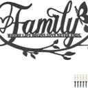 Family Where Life Begins Love Never Ends Word Sign Metal Wall Decor, 27x14in Large Black Iron Wall Art Plaque Decorations, Letters Quotes Wall Hanging Dcor for Living Room Bedroom