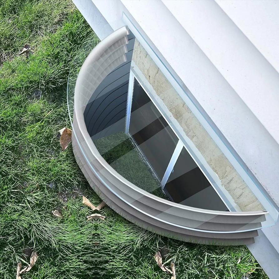 Polycarbonate Window Well Cover Clear, UV Resistant Basement Window Well Covers Outside,Heavy-Duty Window Well Covers Protects Against Debris,Snow & Rain,Crystal Clear Covering for Window(40”W×16”L)