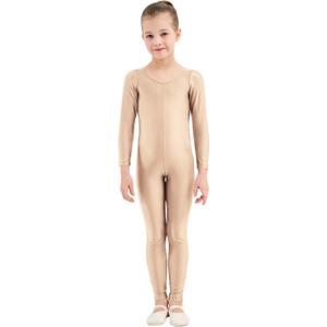 speerise Girls Unitards Gymnastics Long Sleeves Full Body Toddler Ballet Leotards for Kids Costumes (Medium, Flesh)