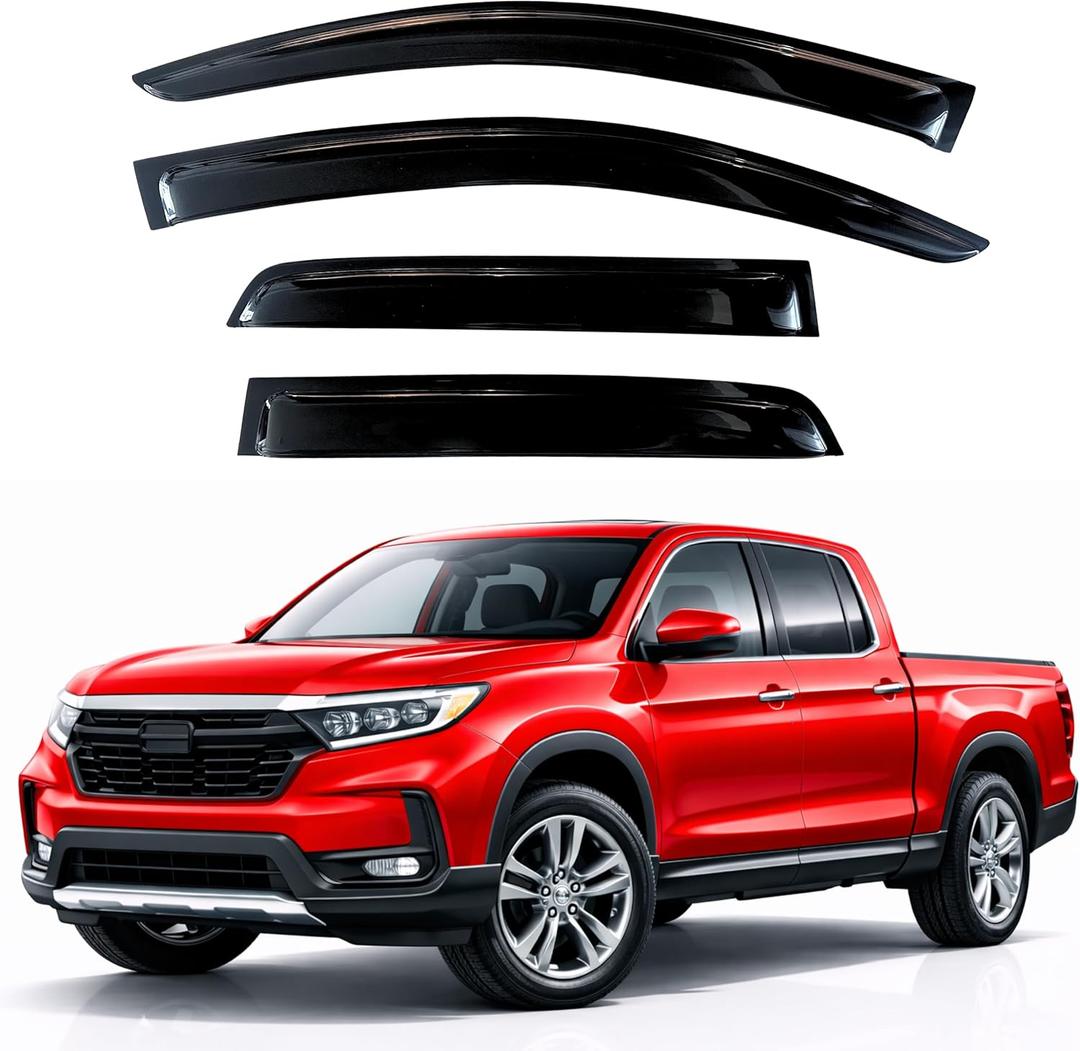 KPY Rain Guards Fit for 2017-2026 Honda Ridgeline, Out-Channel Window Visors Vent Wind Deflectors 4PC, Truck Accessories for 17-26 Ridgeline