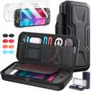 All in One Accessories Case Bundle for Nintendo Switch 2 2025, Portable Carrying Case & Clear Hard Cover Shell Case, 2 Screen Protector, 8 Thump Grips, Game Card Slots, for Travel & Storage