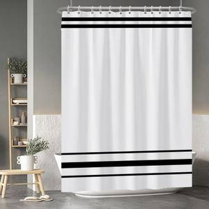 Baocicoo Striped Shower Curtain for Bathroom Minimalism Style Shower Curtain Set Black and White Stripes Shower Curtains Dormitory Cubicle Waterproof Fabric Shower Curtain with Hooks 72x96 Inches