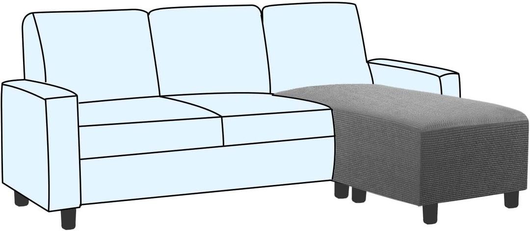 H.VERSAILTEX Ottoman and Sofa Seat Cushion Combined Cover Slipcover Rectangle Sofa Slipcover Fit Length 56"-75" Suitable for L Shaped Seat Cushion Cover or Chaise Part Cover Stretch Thick Soft - Grey