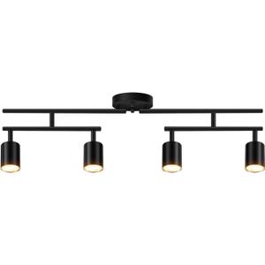 Track Lighting Kit, LED Track Lighting Fixtures Ceiling, 30" Black Ceiling Spotlights, 4 Light Kitchen Light Fixtures, Spot Light with Rotatable Heads, Track Lights for Bedroom(GU10 Socket, NO Bulb)