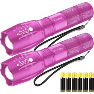 Victoper LED Flashlight 2 Pack Pink, Bright High Lumens Tactical Flashlights High Lumens with 5 Modes, Waterproof Zoomable Flash Light for Outdoor, Gifts for Hunting Camping Essentials Gear Victoper LED Flashlight 2 Pack Pink, Bright High Lumens Tactical Flashlights High Lumens with 5 Modes, Waterproof Zoomable Flash Light for Outdoor, Gifts for Hunting Camping Essentials Gear