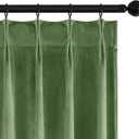 MIULEE Sage Green Velvet Curtains 108 inches Long, Pinch Pleated Blackout Drapes with Hooks, Thermal Insulated Pinch Pleat Panels for Bedroom Living Room, 2 Panels