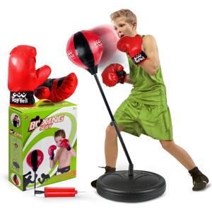 ToyVelt Punching Bag for Kids Boxing Set Includes Kids Boxing Gloves and Punching Bag, Standing Base with Adjustable Stand + Hand Pump - Top Gifting Idea for Boys and Girls Ages 3-8 Years Old