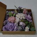 Floweroyal Artificial Flowers Combo Purple Flowers Mix Silk Flowers Dahlia Roses with Stems for DIY Wedding Bridal Bouquets, Baby Shower, Floral Arrangement, Table Centerpieces, Home Decorations.