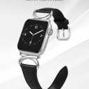 Minyee Leather Bands Compatible with Apple Watch Band 38/40/41/42/44/45/46/49mm Women, Slim Thin Dressy Designer Strap with C-Shape Metal Buckle for iWatch Series 11 10 9 8 7 6 5 4 SE/Ultra 3 2 1