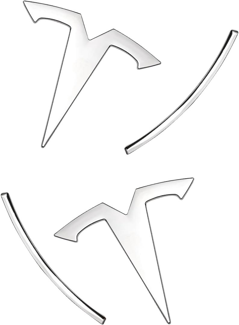 3 x 3D Metal Emblem Sticker for Model 3, 2Pcs Chrome - Front Hood Badge Decal & Rear Trunk Logo (Model 3 - Sliver)